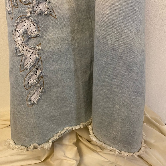 Denim strapless dress/or long skirt/ Designer MI X IT / Full Length Jeans Skirt - Picture 3 of 10
